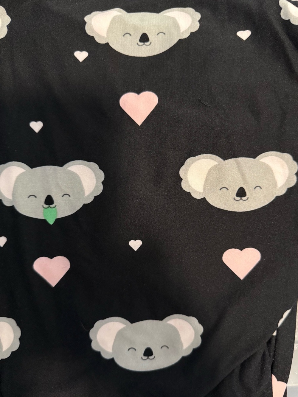 Black Koala Print leggings with Pink Hearts NWOT